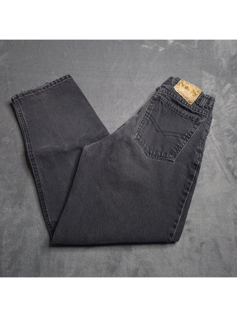 Goldcrest Loose Fit Black Denim Jeans 28 Distressed Hem Vintage Look Altered